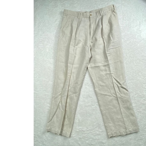 Caribbean Other - Caribbean Herringbone Pattern Linen Dress Pants Casual Business Trousers 38x30